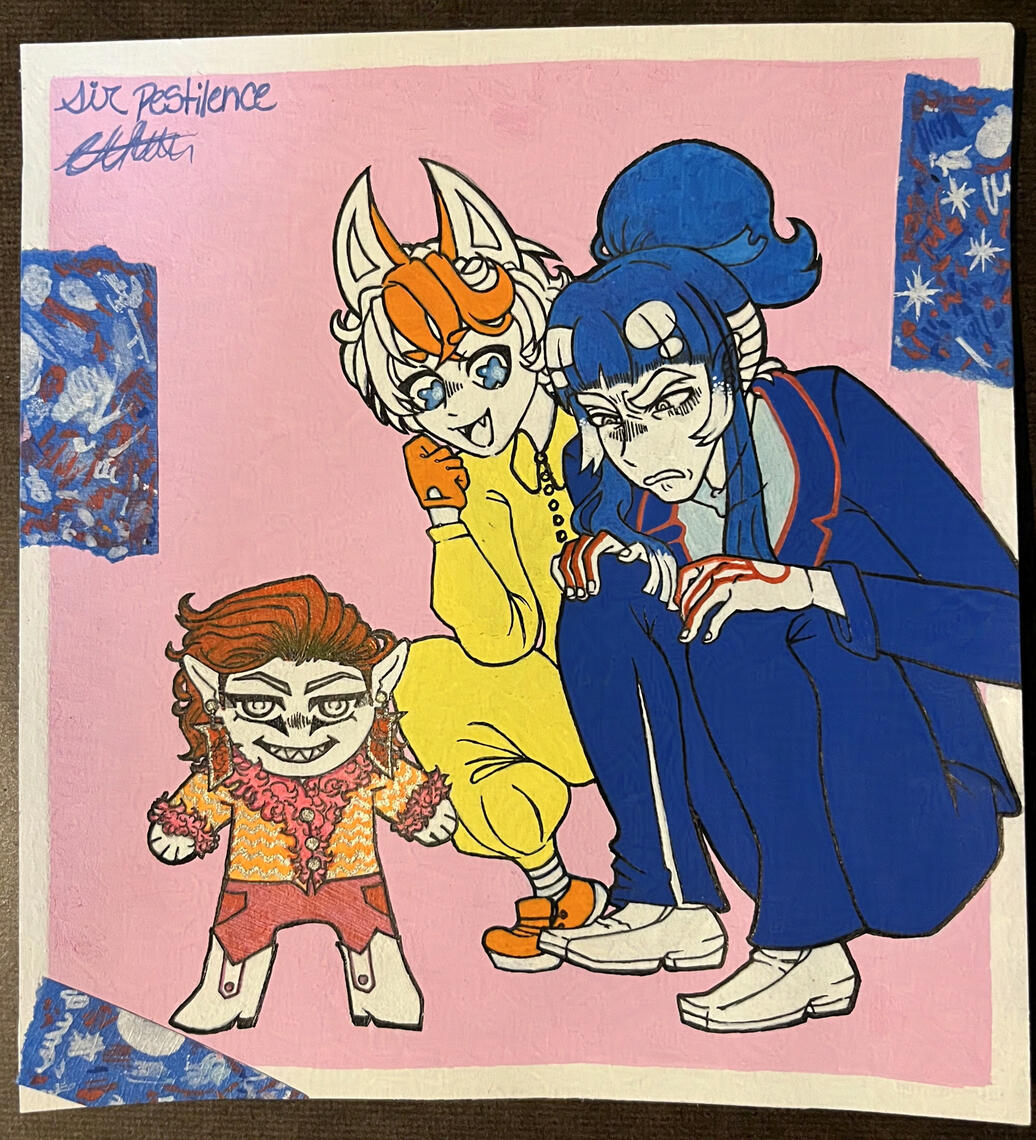 Mixed-media on bristol paper (all 3 original characters)